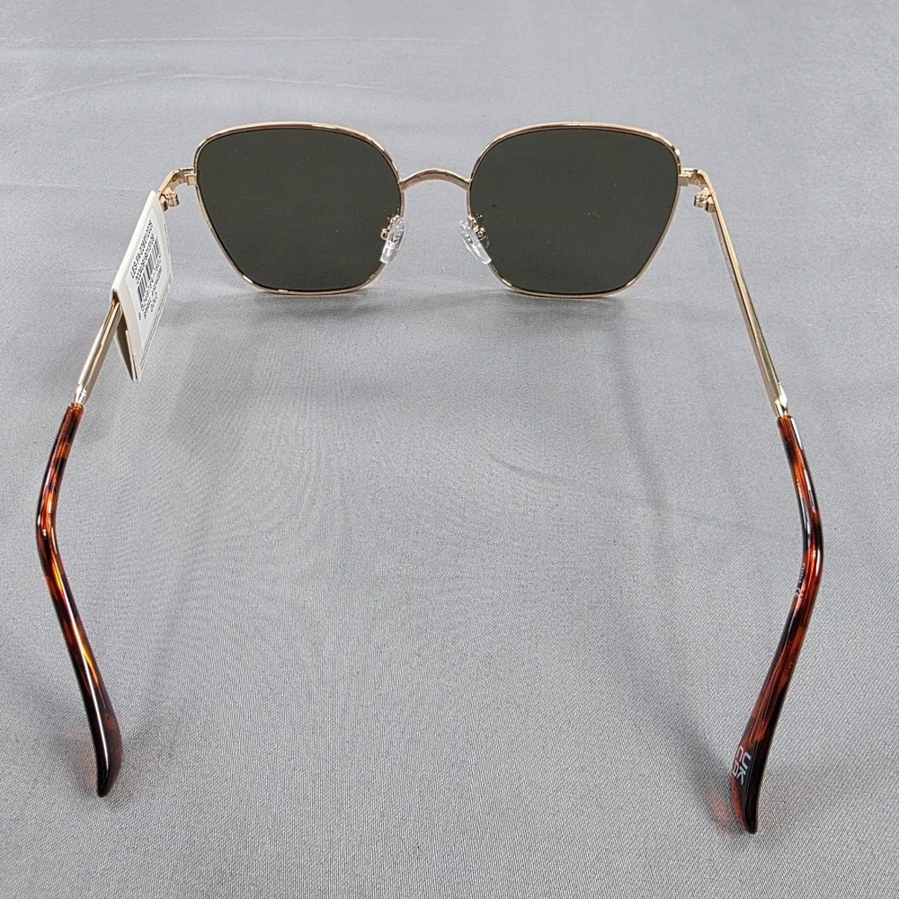 AIRE Sunglasses Gold‎ Metal Frame Square Green Lens Fashion Sun Glasses